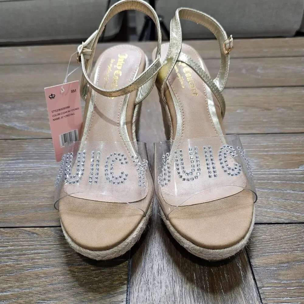 Juicy Couture Cristall Espadrille Wedge Sandals, Women's Size 8, NWT